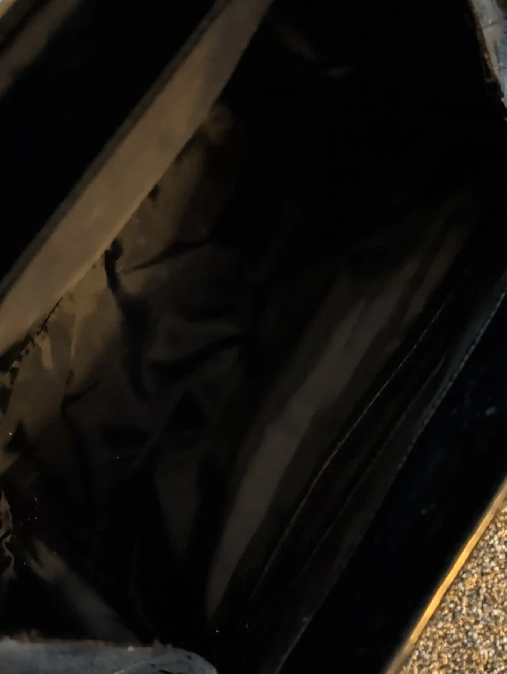 CB, Black Croc-Embossed Patent Box Bag